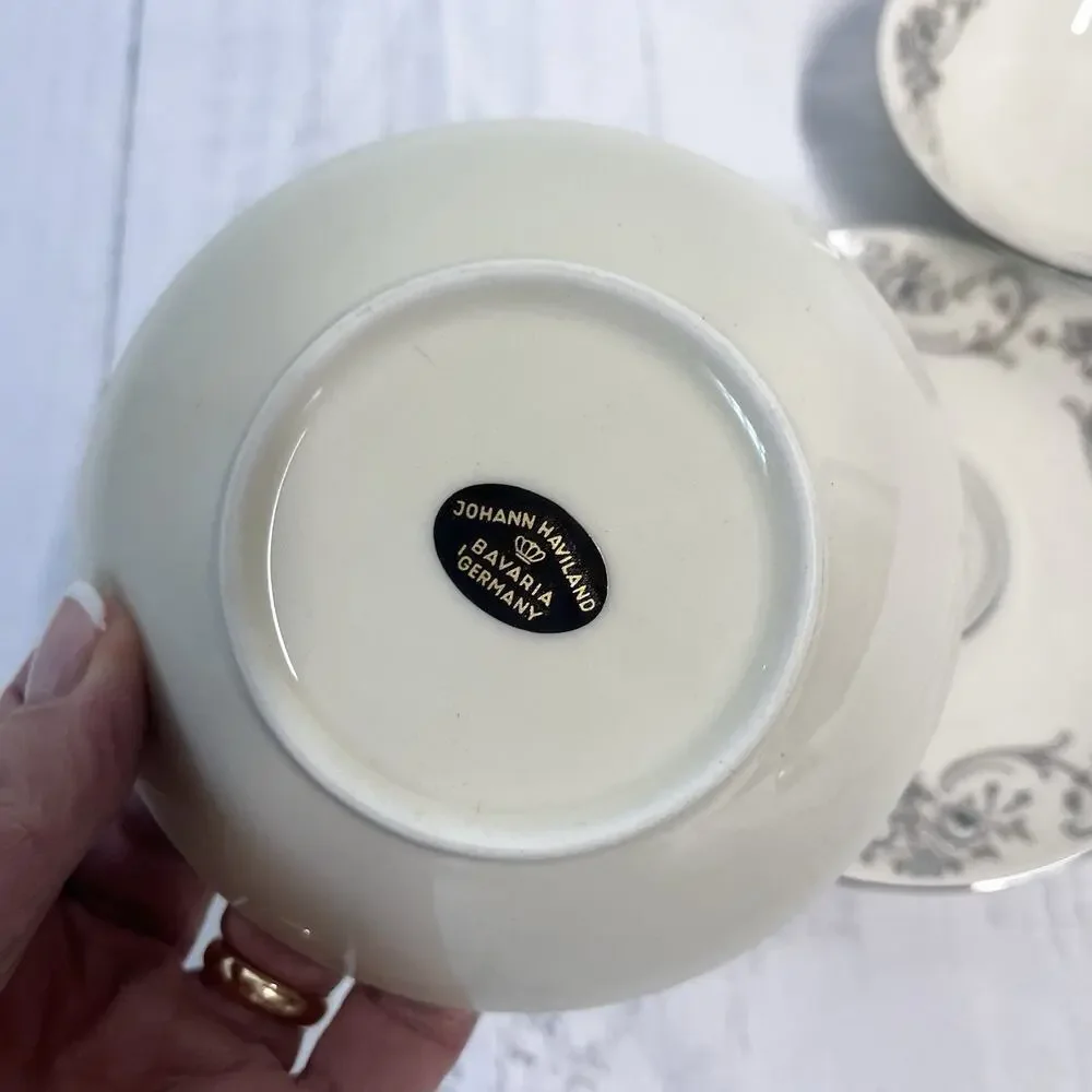 Vintage Johann Haviland Rhineland Pattern Bavaria 3pc Set Saucer & Fruit Bowls